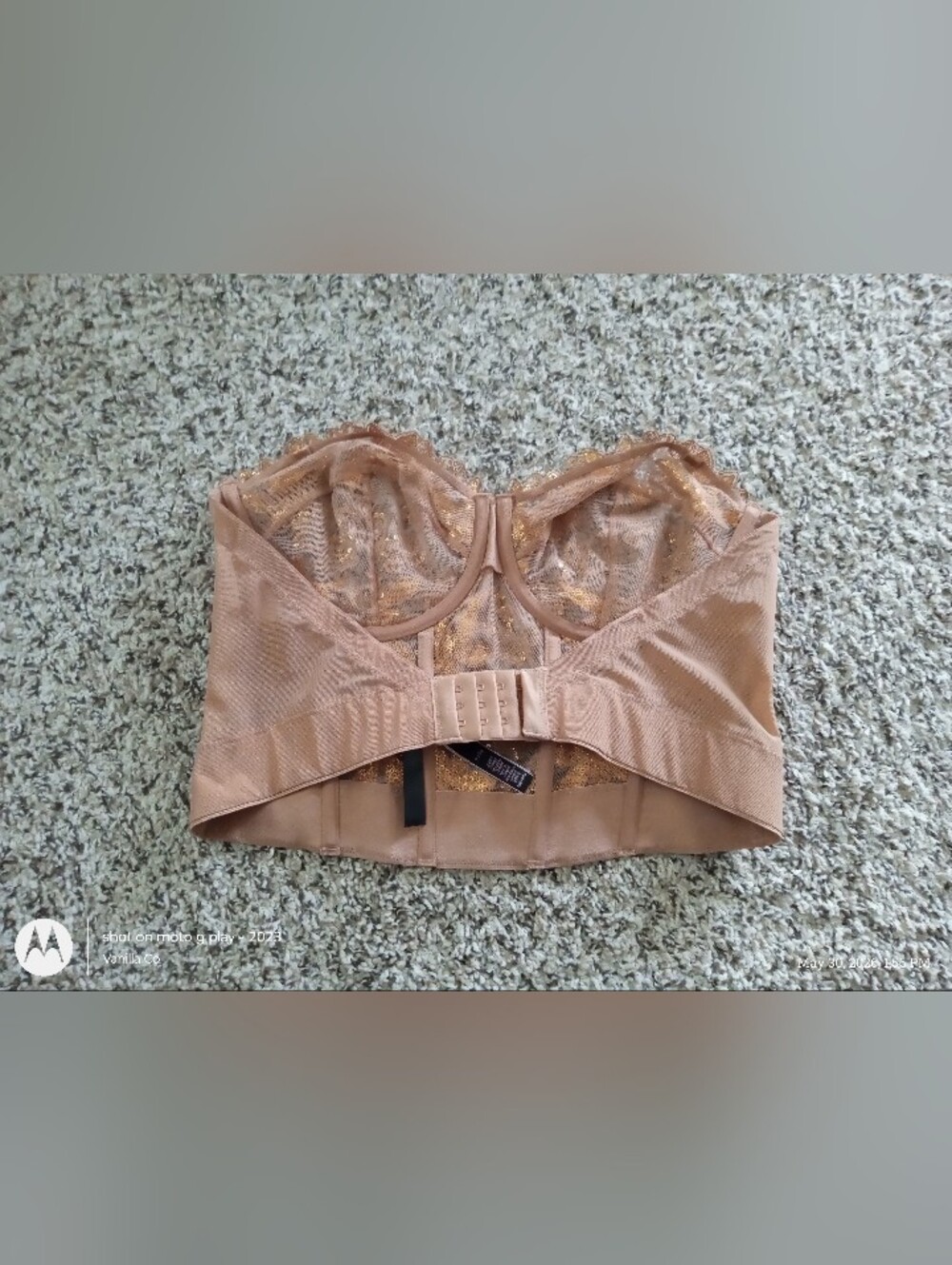 Victoria's Secret Very Sexy Gold Sequined Ziggy Floral Embroidery Corset Top 36D - Picture 4 of 14